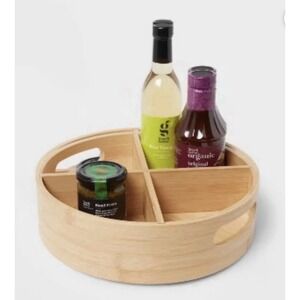 New Brightroom Bamboo Wood Turntable Size 11.75"x3.75" Dining Table Crafts- NWT